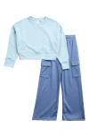 90 Degree By Reflex Kids' Scuba Sweatshirt & Cargo Pants Set In Blue