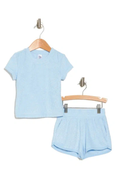 90 Degree By Reflex Kids' Sunny Towel Terry T-shirt & Shorts Set In Blue