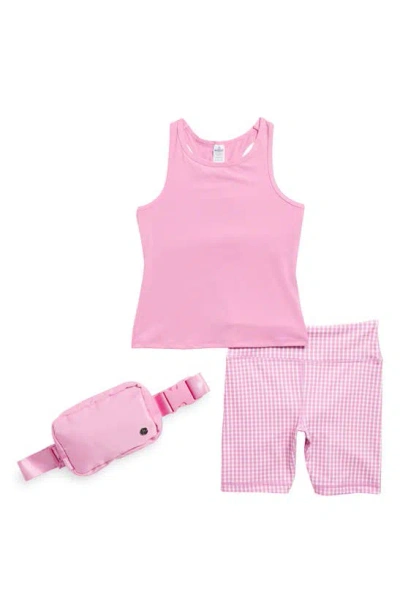 90 Degree By Reflex Kids' Tank, Shorts & Belt Bag Set In Pink