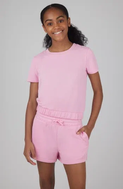 90 Degree By Reflex Kids' Terry T-shirt & Shorts Set In Pink