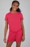 90 Degree By Reflex Kids' Terry T-shirt & Shorts Set In Pink