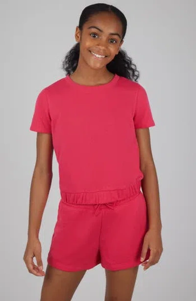 90 Degree By Reflex Kids' Terry T-shirt & Shorts Set In Pink