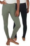 90 Degree By Reflex Kids' Two Pack Polarlux Cargo Pocket Leggings In Agave Green/black