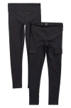 90 Degree By Reflex Kids' Two Pack Polarlux Cargo Pocket Leggings In Black