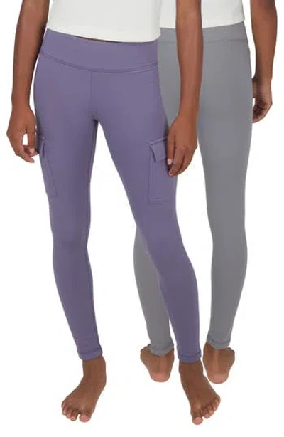 90 Degree By Reflex Kids' Two Pack Polarlux Cargo Pocket Leggings In Cadet/night Owl