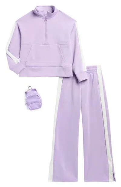 90 Degree By Reflex Kids' Vaela Half Zip Pullover & Pants Set In Purple