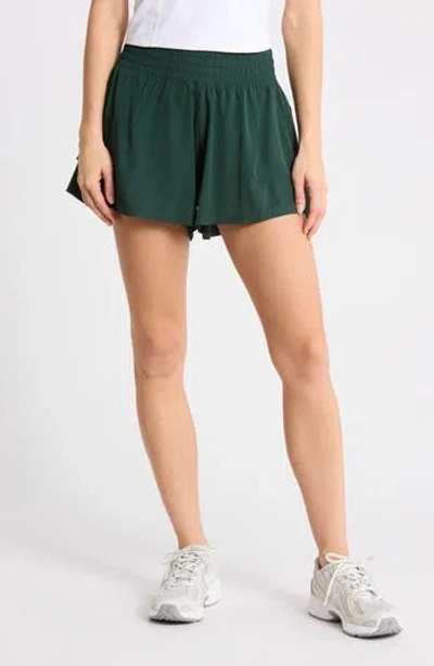 90 Degree By Reflex Lightstreme High Waist Layered Running Shorts In Green