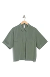 90 Degree By Reflex Lightstreme Metro Mode Short Sleeve Button-up Shirt In Agave Green