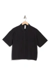 90 Degree By Reflex Lightstreme Metro Mode Short Sleeve Button-up Shirt In Black