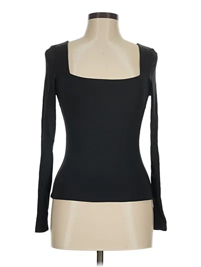 Pre-owned 90 Degree By Reflex Long Sleeve Top Black Square Neckline Tops