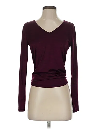 Pre-owned 90 Degree By Reflex Long Sleeve Top Burgundy V Neck Tops