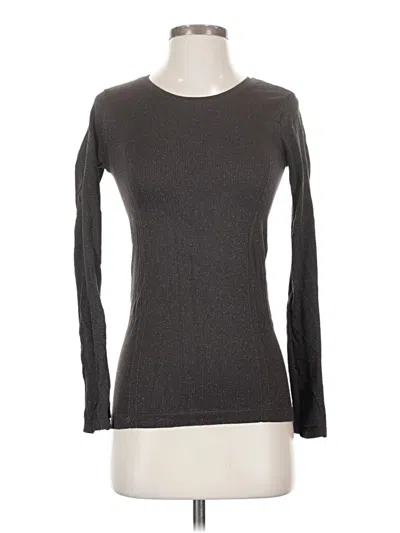 Pre-owned 90 Degree By Reflex Long Sleeve Top Gray Crew Neck Tops