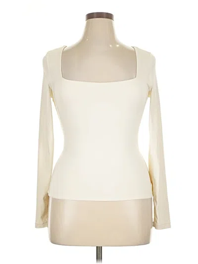 Pre-owned 90 Degree By Reflex Long Sleeve Top Ivory Square Neckline Tops In White