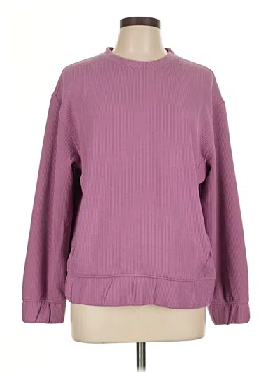 Pre-owned 90 Degree By Reflex Long Sleeve Top Purple Crew Neck Tops