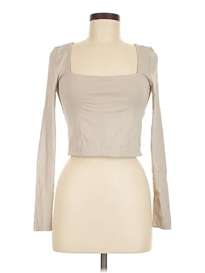 Pre-owned 90 Degree By Reflex Long Sleeve Top Tan Square Neckline Tops