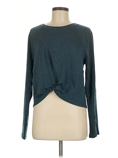 Pre-owned 90 Degree By Reflex Long Sleeve Top Teal Crew Neck Tops