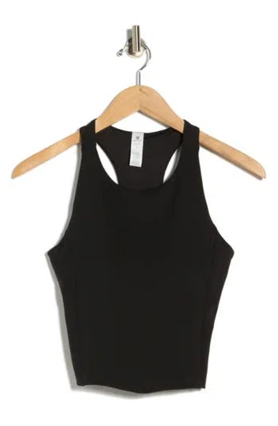 90 Degree By Reflex Lux Racerback Crop Tank In Black