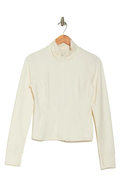 90 Degree By Reflex Lux Slim Fitted Pleated Jacket In Egret
