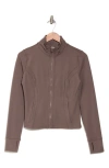 90 Degree By Reflex Lux Slim Fitted Pleated Jacket In Mocha
