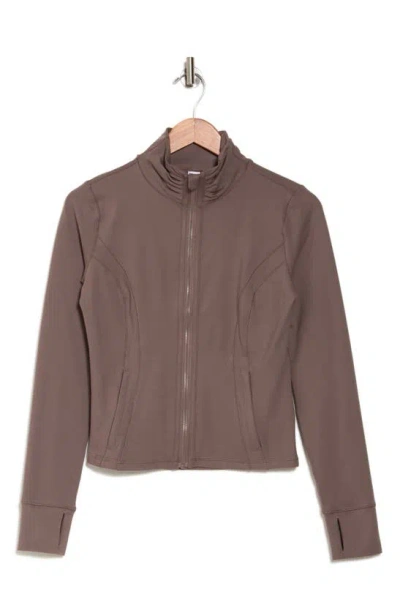 90 Degree By Reflex Lux Slim Fitted Pleated Jacket In Brown