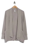 90 Degree By Reflex Marled Piqué Open Front Cardigan In Gray
