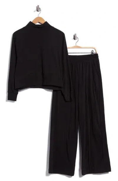 90 Degree By Reflex Marled Pique Perry Two-piece Lounge Set In Black