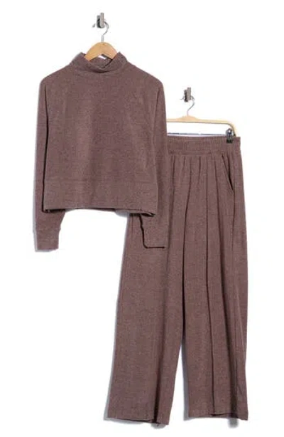 90 Degree By Reflex Marled Pique Perry Two-piece Lounge Set In Brown