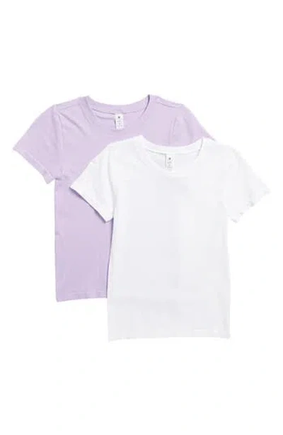 90 Degree By Reflex Miranda 2-pack Seamless Fitted T-shirts In Purple Rose/white