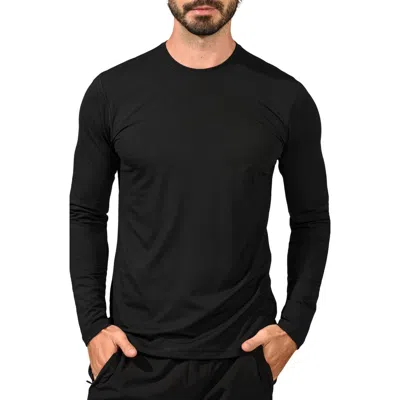 90 Degree By Reflex Nude Tech Crew Neck Long Sleeve Shirt In Black