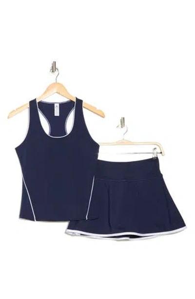 90 Degree By Reflex Nude Tech Volley Vibes Tank & Skort Set In Peacoat