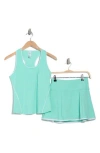 90 Degree By Reflex Nude Tech Volley Vibes Tank & Skort Set In Sea Glass