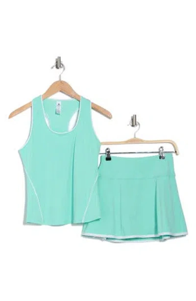 90 Degree By Reflex Nude Tech Volley Vibes Tank & Skort Set In Sea Glass