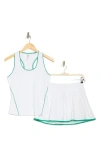 90 Degree By Reflex Nude Tech Volley Vibes Tank & Skort Set In White