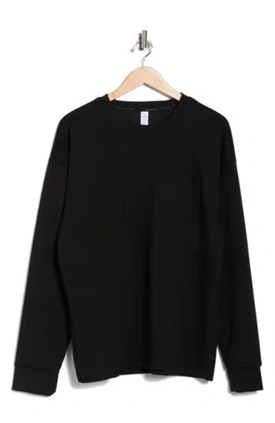 90 Degree By Reflex Oasis Scuba Knit Long Sleeve T-shirt In Black
