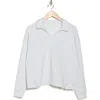 90 Degree By Reflex Off Court Oversize Scuba Polo Sweatshirt In Heather Light Grey