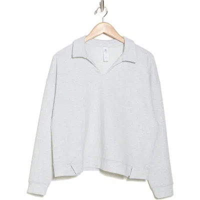 90 Degree By Reflex Off Court Oversize Scuba Polo Sweatshirt In Heather Light Grey