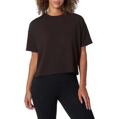 90 Degree By Reflex Peached Jersey Deluxe Boxy Cropped Tee In Brown