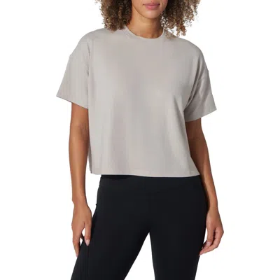 90 Degree By Reflex Peached Jersey Deluxe Boxy Cropped Tee In Gray