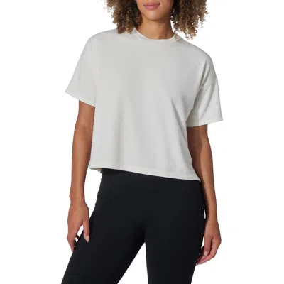 90 Degree By Reflex Peached Jersey Deluxe Boxy Cropped Tee In White