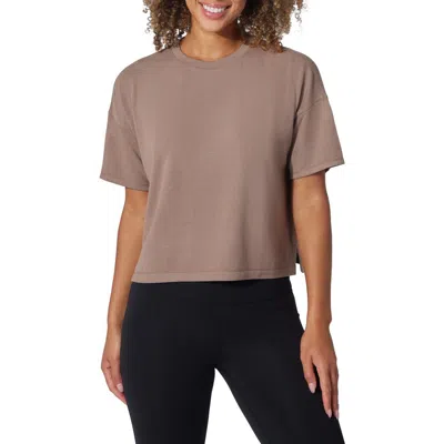 90 Degree By Reflex Peached Jersey Deluxe Boxy Cropped Tee In Brown