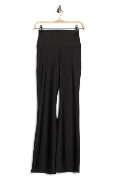 90 Degree By Reflex Pinstripe High Waist Flare Leggings In Black