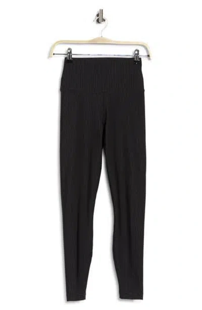 90 Degree By Reflex Pinstripe High Waist Performance Leggings In Black