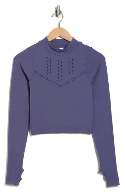 90 Degree By Reflex Porsha Seamless Long Sleeve Activewear Top In Blue