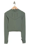 90 Degree By Reflex Porsha Seamless Long Sleeve Activewear Top In Green