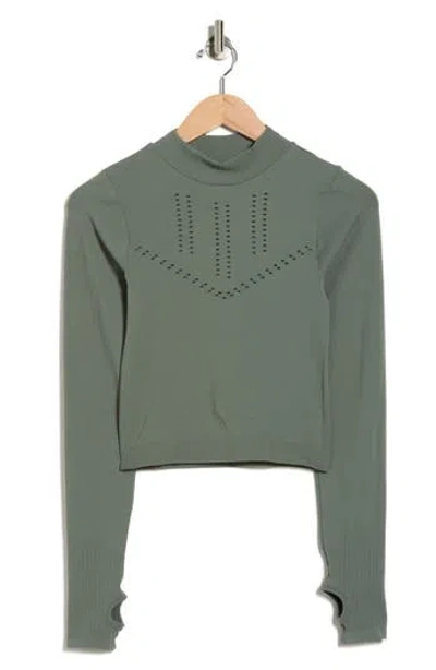 90 Degree By Reflex Porsha Seamless Long Sleeve Activewear Top In Green