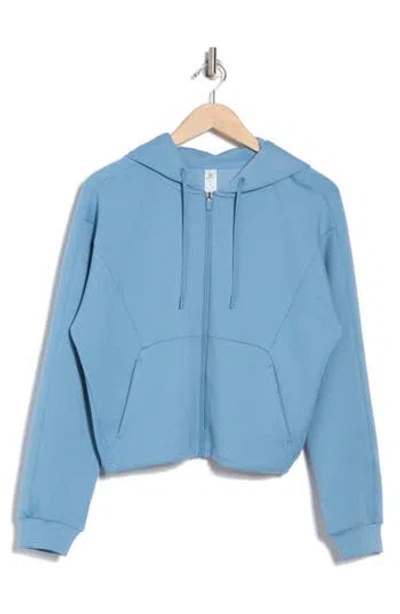 90 Degree By Reflex Raleigh Scuba Full Zip Hoodie In Blue Shadow