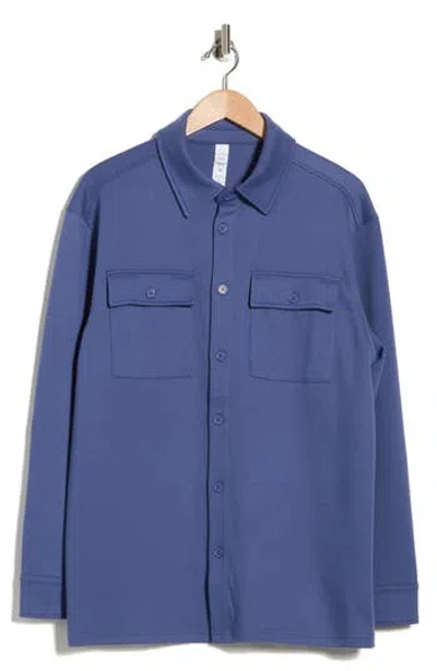 90 Degree By Reflex Reamy Textured Shacket In Blue