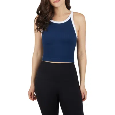 90 Degree By Reflex Ribbed Seamless Lucia Tank Top In Blue