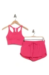 90 Degree By Reflex Safari Trail 2-pack Seamless Racerback Bralette & Shorts Set In Pink