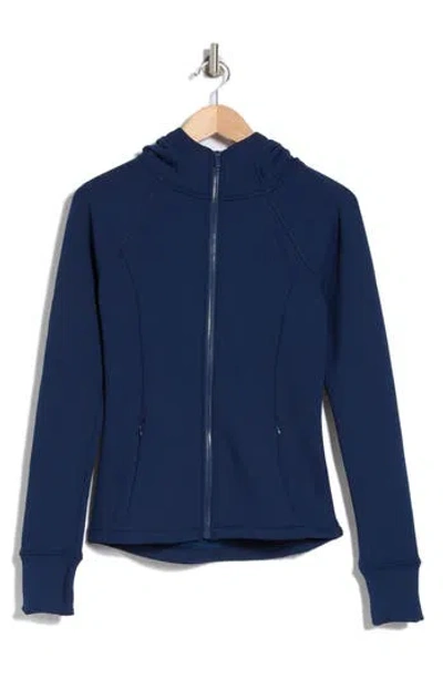 90 Degree By Reflex Scuba Fleece Lined Zip Hoodie In Pageant Blue